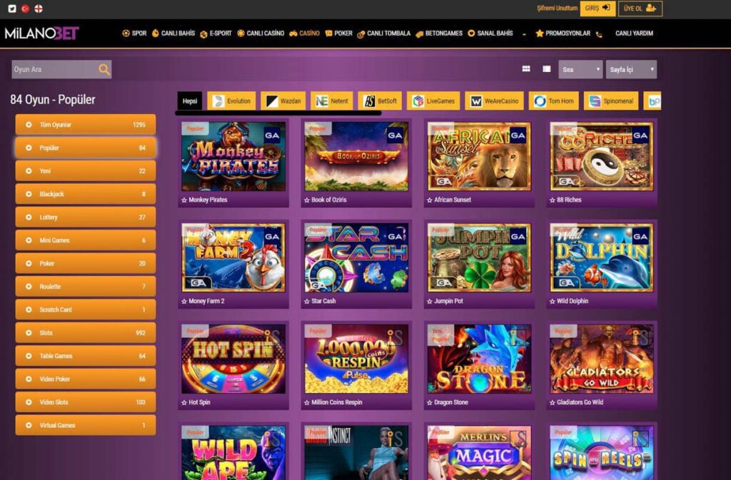 Milanobet TV ile Casino Oyunlari Oyna