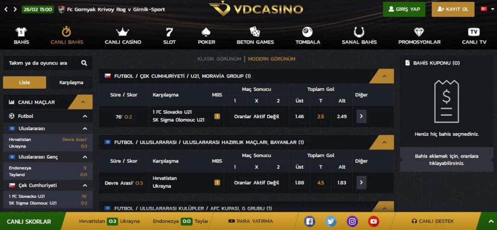 vdcasino canlı casino tasarimi nasil